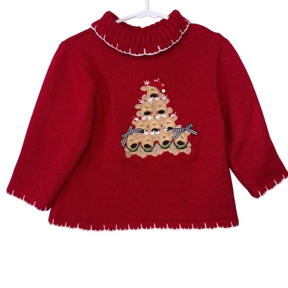 Bt Kids Red Knit Sweater With Reindeer Appliqué For Toddlers Santa Hat - Picture 1 of 8